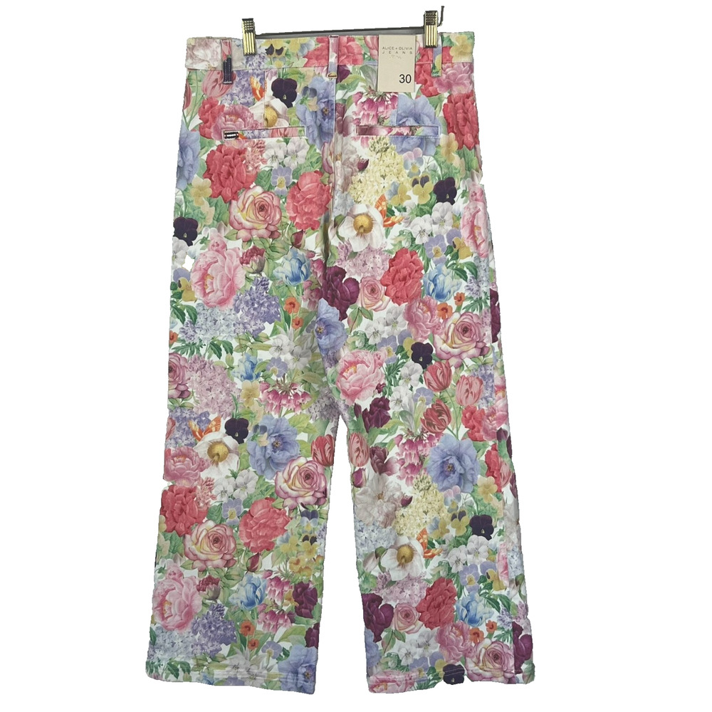Alice + Olivia Jeans Women's Size 30 Dawn Floral Gorgeous Coin Pocket Crop NWT - Picture 2 of 11